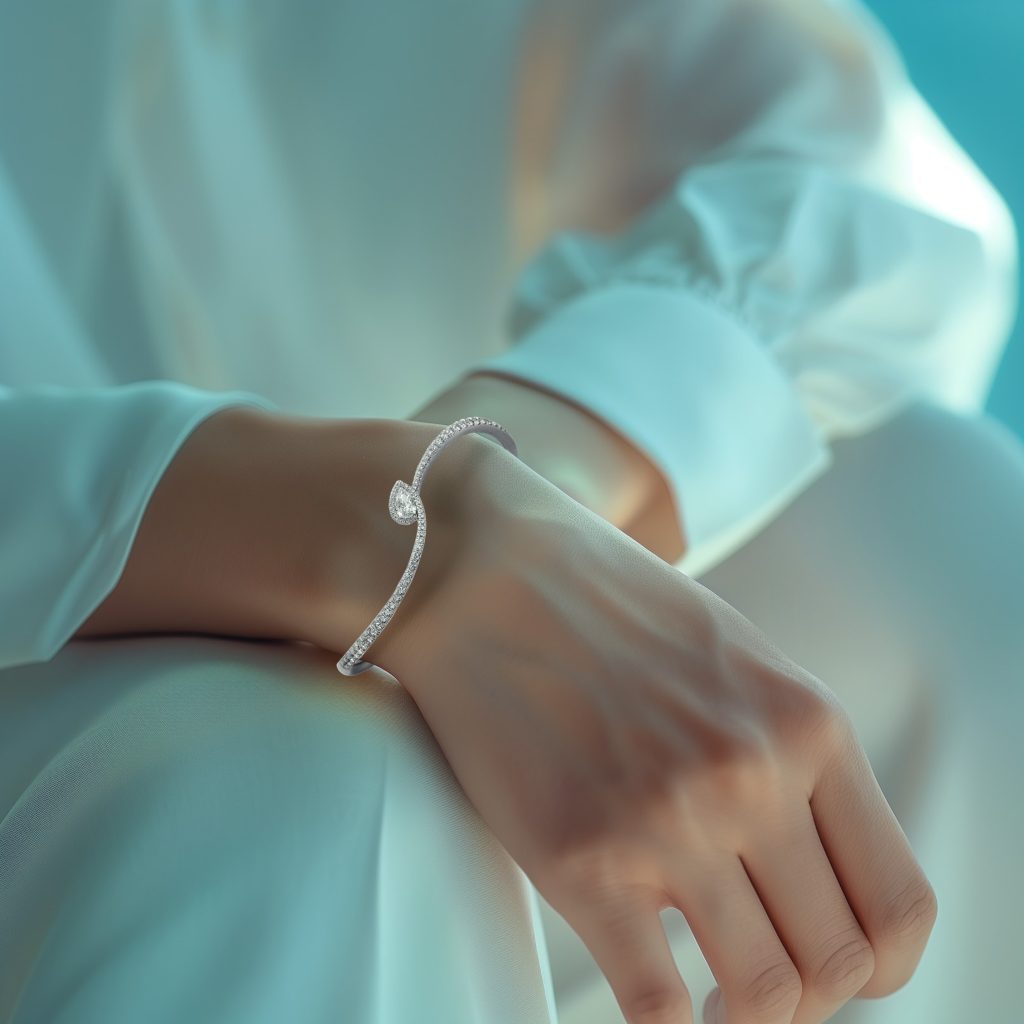 In questa foto un bracciale sposa 2025 con diamanti giorgio visconti