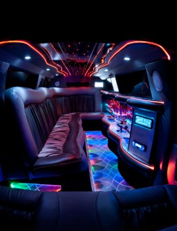 In questo scatto l'interno di una limousine che è possibile noleggiare da Ernesto Cars